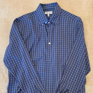 Peter Millar Navy and White Plaid Men's Shirt
